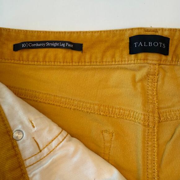 Talbots Mustard Yellow Size 10 Corduroy Straight Leg Pant High Waist Stretch - Picture 6 of 12